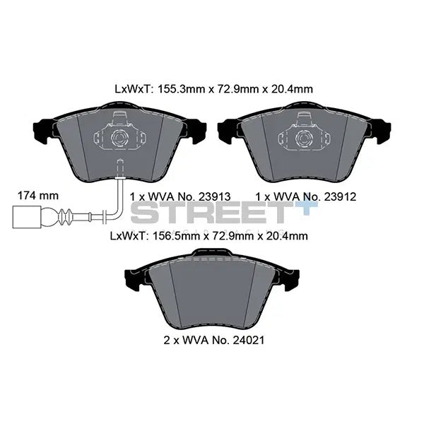 Pagid STREET+ Front Brake Pads Set for Audi TTS MK2 (8J)