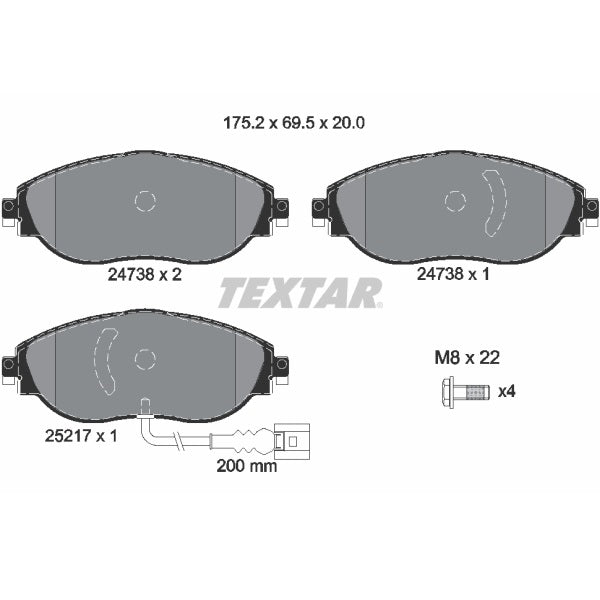 Textar OE Front Brake Pads Set for Audi S3 8V