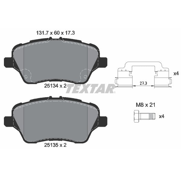 Textar OE Front Brake Pads Set for Ford Fiesta MK7 & MK7.5 ST180