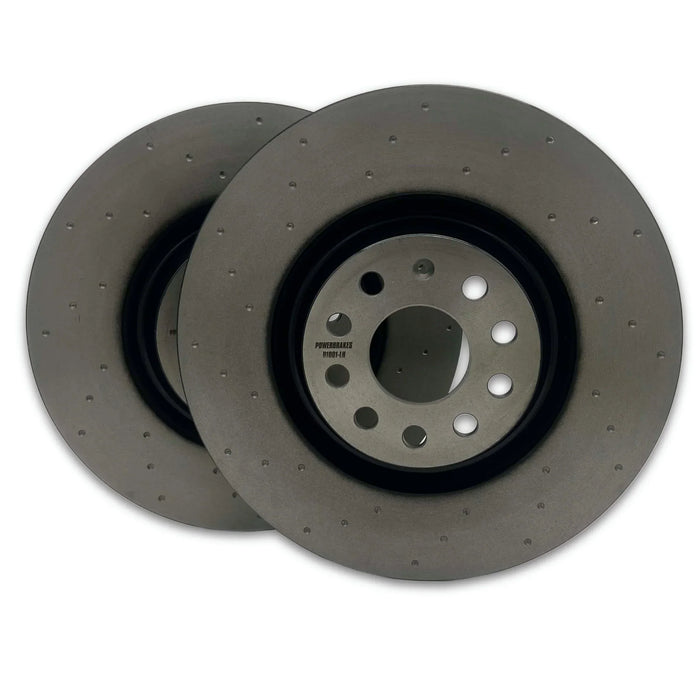 PowerBrakes PBD Brake Discs - Dimpled with a Black coating