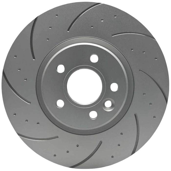 PowerBrakes PBD Brake Discs - Dimpled & Grooved with a Silver coating