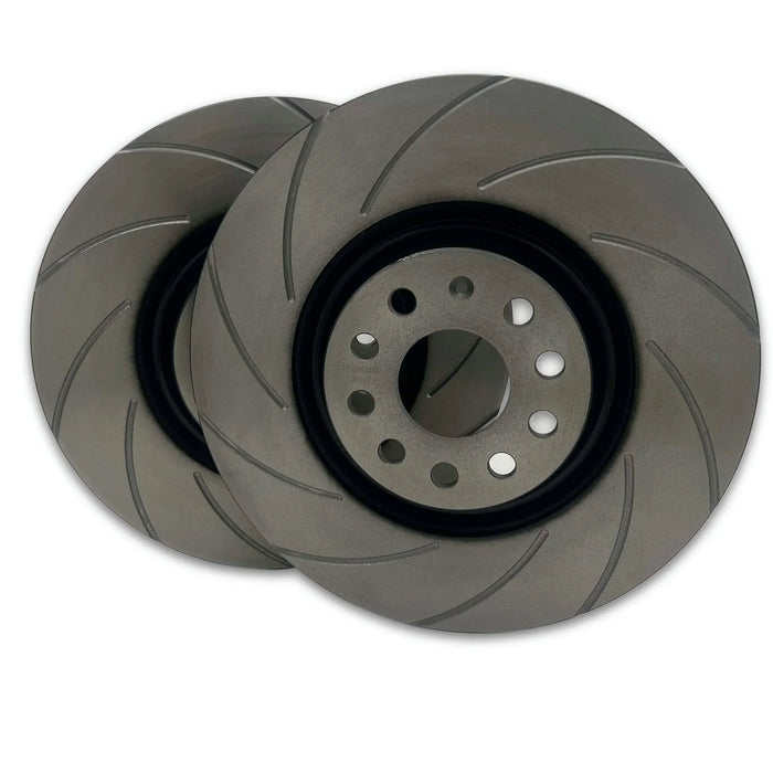 PowerBrakes PBD Brake Discs - Grooved with a Black coating