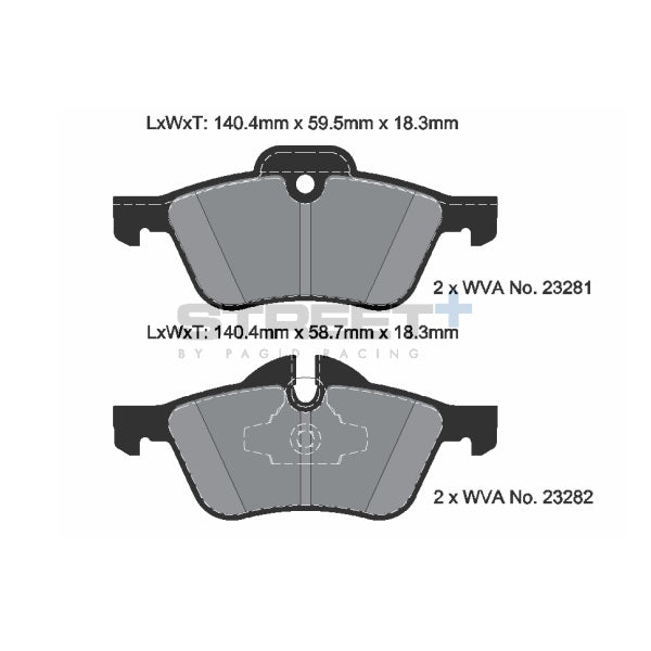 Pagid STREET+ Front Brake Pads Set for Mini Cooper S R53