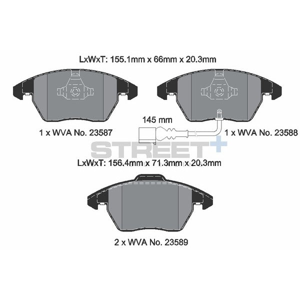 Pagid STREET+ Front Brake Pads Set for Volkswagen Golf MK5 GTI