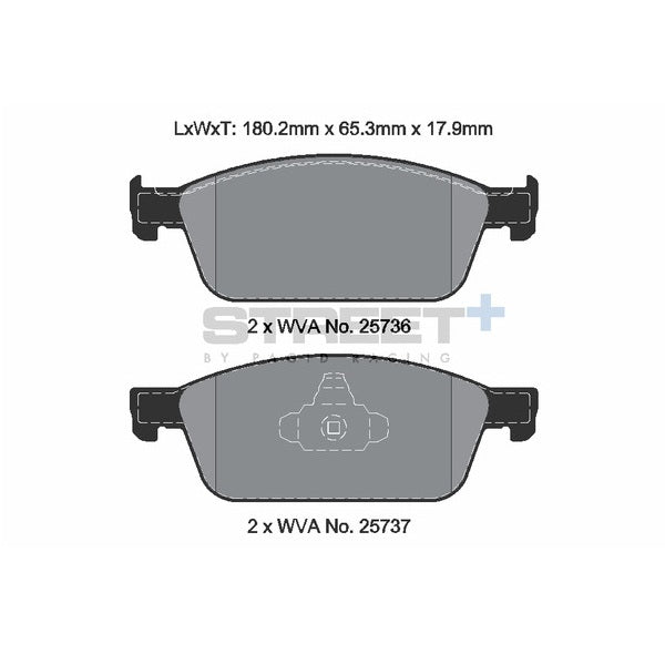 Pagid STREET+ Front Brake Pads Set for Ford Focus MK3 ST 250
