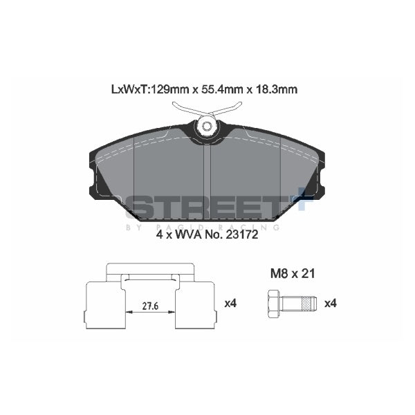 Pagid STREET+ Front Brake Pads Set for Renault Clio MK2 RS 172/182