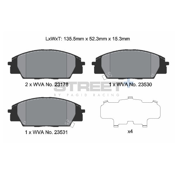 Pagid STREET+ Front Brake Pads Set for Honda S2000