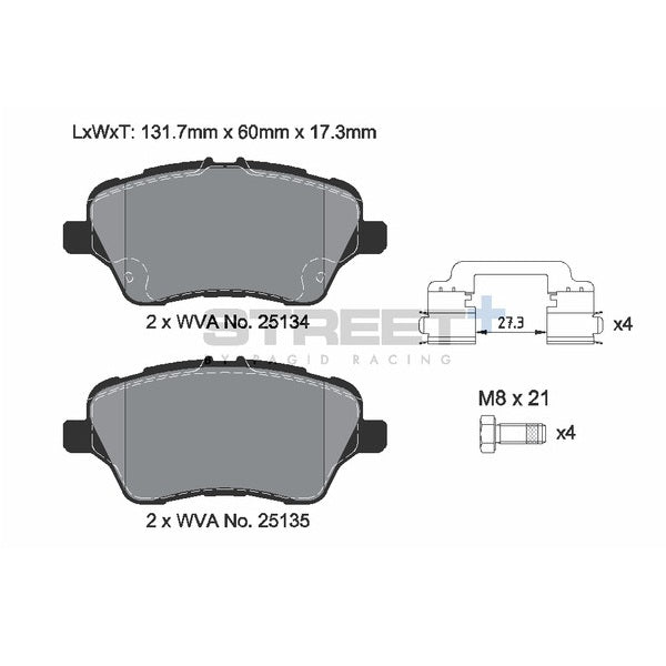 Pagid STREET+ Front Brake Pads Set for Ford Fiesta MK7 & MK7.5 ST180