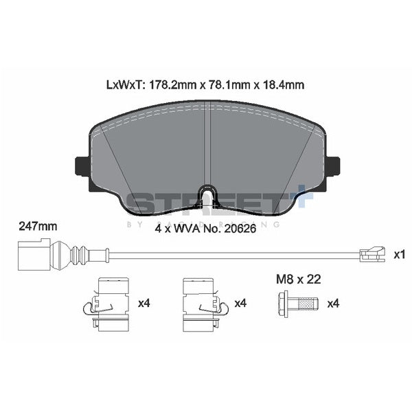 Pagid STREET+ Front Brake Pads Set for Volkswagen Golf MK8 GTI Clubsport