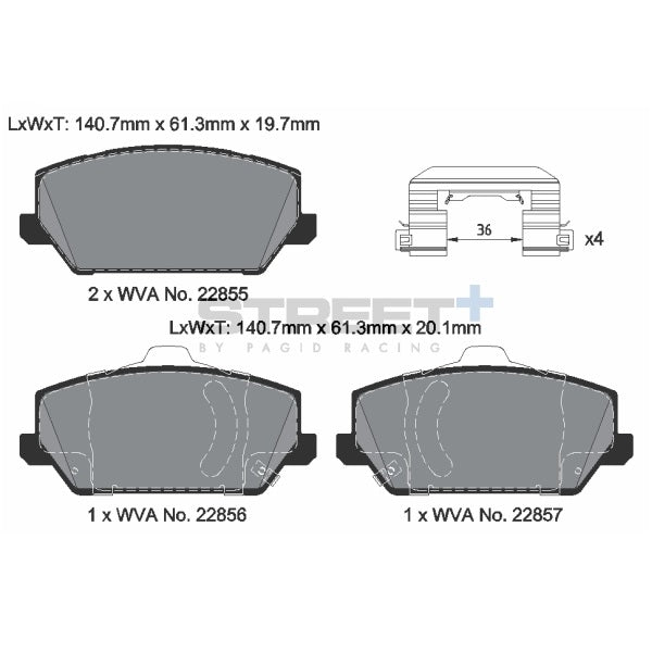 Pagid STREET+ Front Brake Pads Set for Hyundai I30N Facelift
