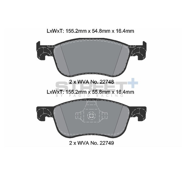 Pagid STREET+ Front Brake Pads Set for Ford Fiesta MK8 ST
